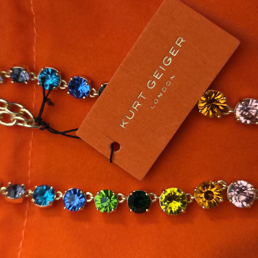 NWT Kurt Geiger Vibrant Jewel-Toned Multi Color Eagle Necklace - Picture 3 of 4